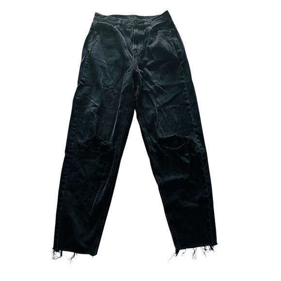 American Eagle Grayish Black Relaxed Mom Distressed Jeans Size 0 - Picture 2 of 9